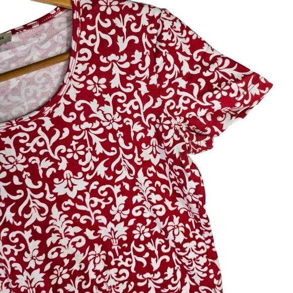 Jones New York Red and White Patterned Short Sleeve Tee - Picture 3 of 5